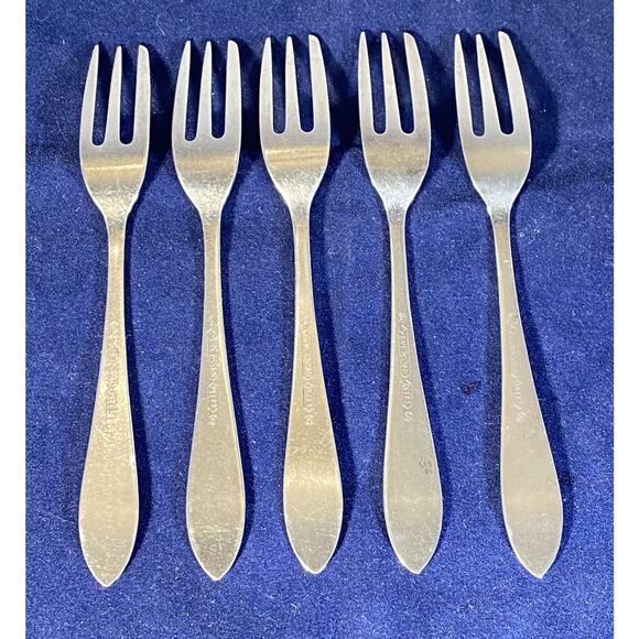 Five Dutch Dessert Cake 4 7/8" Forks Vintage Zilverstad Pleet 90 Silver Plate - Picture 5 of 8